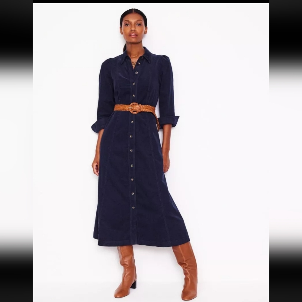 Nwt Boden Aubrey Cord midi shirt dress Navy 14r us corduroy